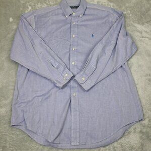 Ralph Lauren‎ Yarmouth Mens Blue  Check Shirt Button Down Long Sleeve 16 32/33